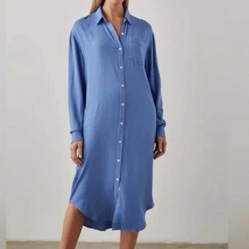 Rails Long Sleeve Button Down Blue Dress - Size Small